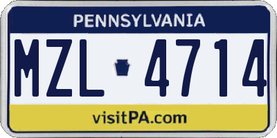 PA license plate MZL4714