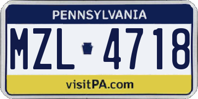 PA license plate MZL4718