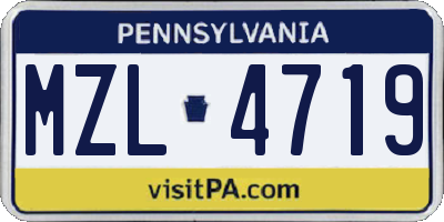 PA license plate MZL4719