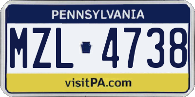 PA license plate MZL4738