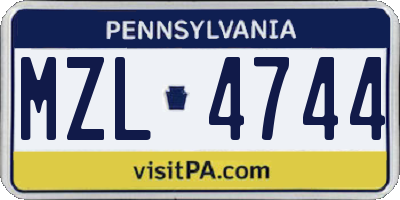 PA license plate MZL4744