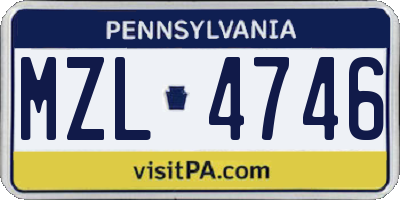 PA license plate MZL4746