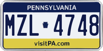 PA license plate MZL4748