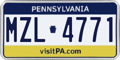 PA license plate MZL4771