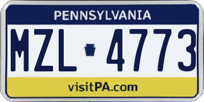 PA license plate MZL4773