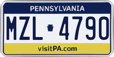 PA license plate MZL4790