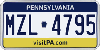 PA license plate MZL4795