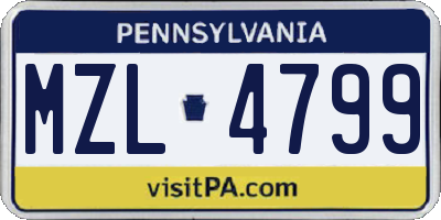 PA license plate MZL4799