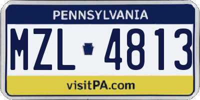 PA license plate MZL4813
