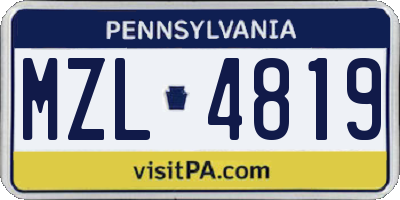 PA license plate MZL4819