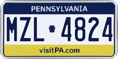 PA license plate MZL4824