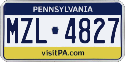 PA license plate MZL4827