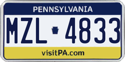 PA license plate MZL4833