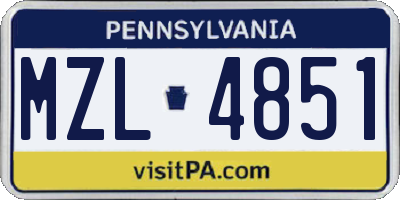 PA license plate MZL4851