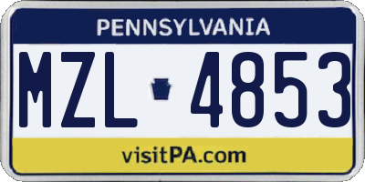 PA license plate MZL4853