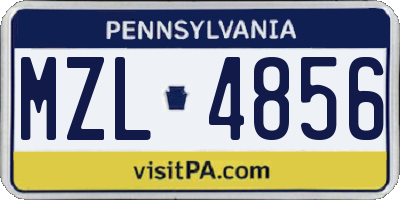 PA license plate MZL4856