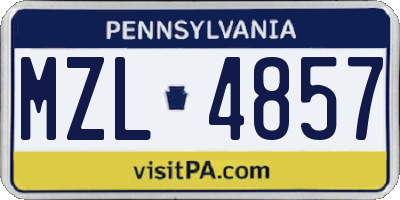 PA license plate MZL4857