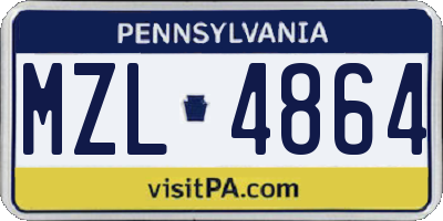 PA license plate MZL4864