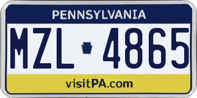 PA license plate MZL4865