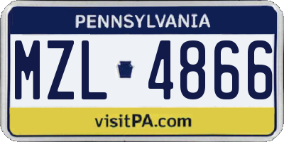 PA license plate MZL4866