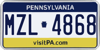 PA license plate MZL4868