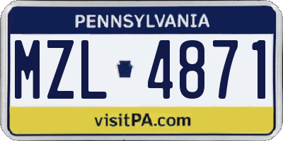 PA license plate MZL4871