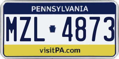 PA license plate MZL4873