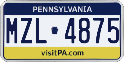 PA license plate MZL4875