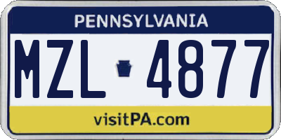 PA license plate MZL4877