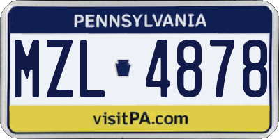 PA license plate MZL4878