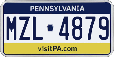 PA license plate MZL4879