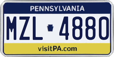 PA license plate MZL4880