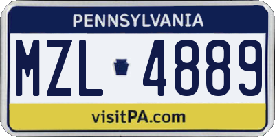 PA license plate MZL4889