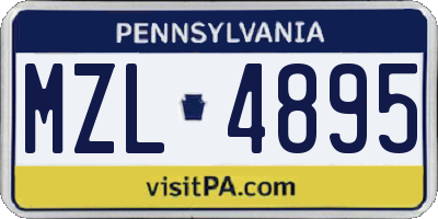 PA license plate MZL4895