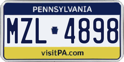 PA license plate MZL4898