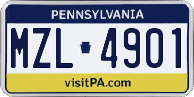 PA license plate MZL4901