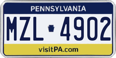PA license plate MZL4902