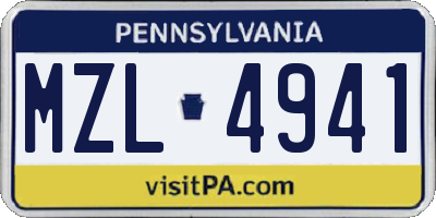PA license plate MZL4941