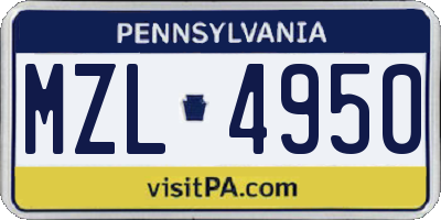 PA license plate MZL4950