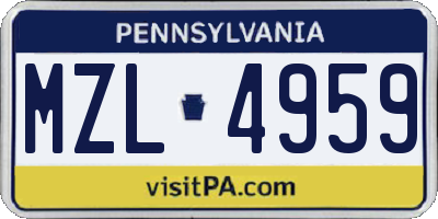 PA license plate MZL4959
