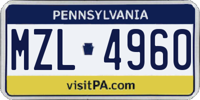 PA license plate MZL4960