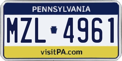 PA license plate MZL4961