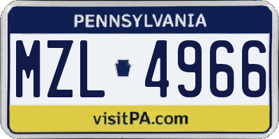 PA license plate MZL4966