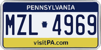 PA license plate MZL4969