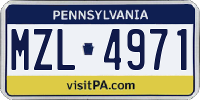 PA license plate MZL4971