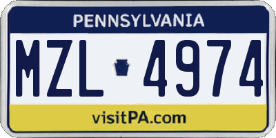 PA license plate MZL4974