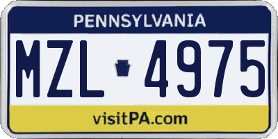 PA license plate MZL4975