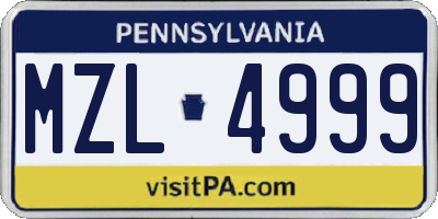 PA license plate MZL4999