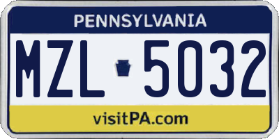 PA license plate MZL5032