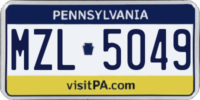 PA license plate MZL5049